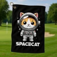 Spacecat Astronaut Cat Kitten Spaceman Cosmonaut Distressed Golf Towel thumb 1