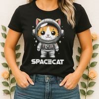Spacecat Astronaut Cat Kitten Spaceman Cosmonaut Distressed Women's T-Shirt thumb 2