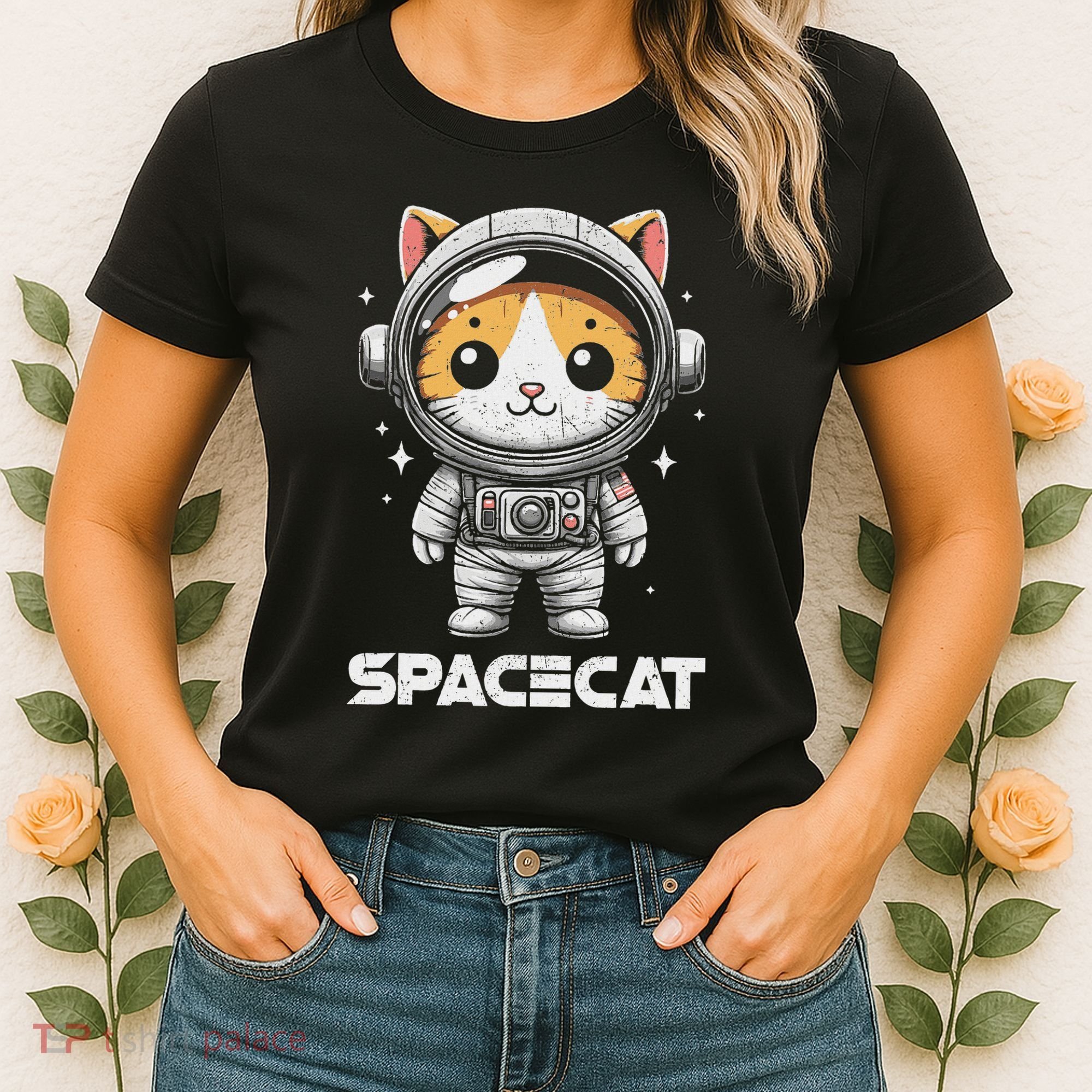 Spacecat Astronaut Cat Kitten Spaceman Cosmonaut Distressed Women's T-Shirt