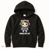 Spacecat Astronaut Cat Kitten Spaceman Cosmonaut Distressed Kids Hoodie thumb 0