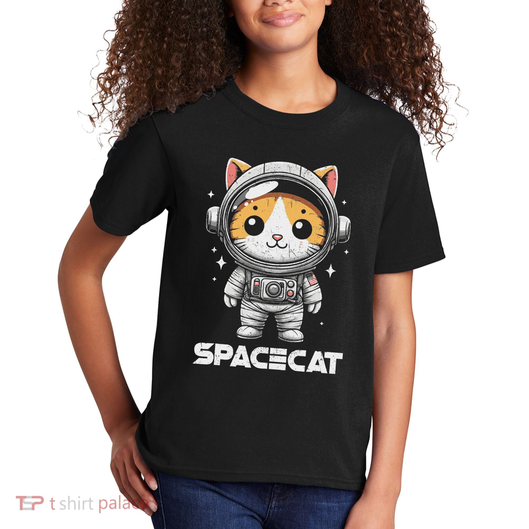 Spacecat Astronaut Cat Kitten Spaceman Cosmonaut Distressed Kids T-Shirt