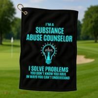Substance Abuse Counselor I Solve Problems Gift Golf Towel thumb 1
