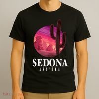 Sedona Arizona Cactus Sunset Desert Sedona Az Travels T-Shirt thumb 3