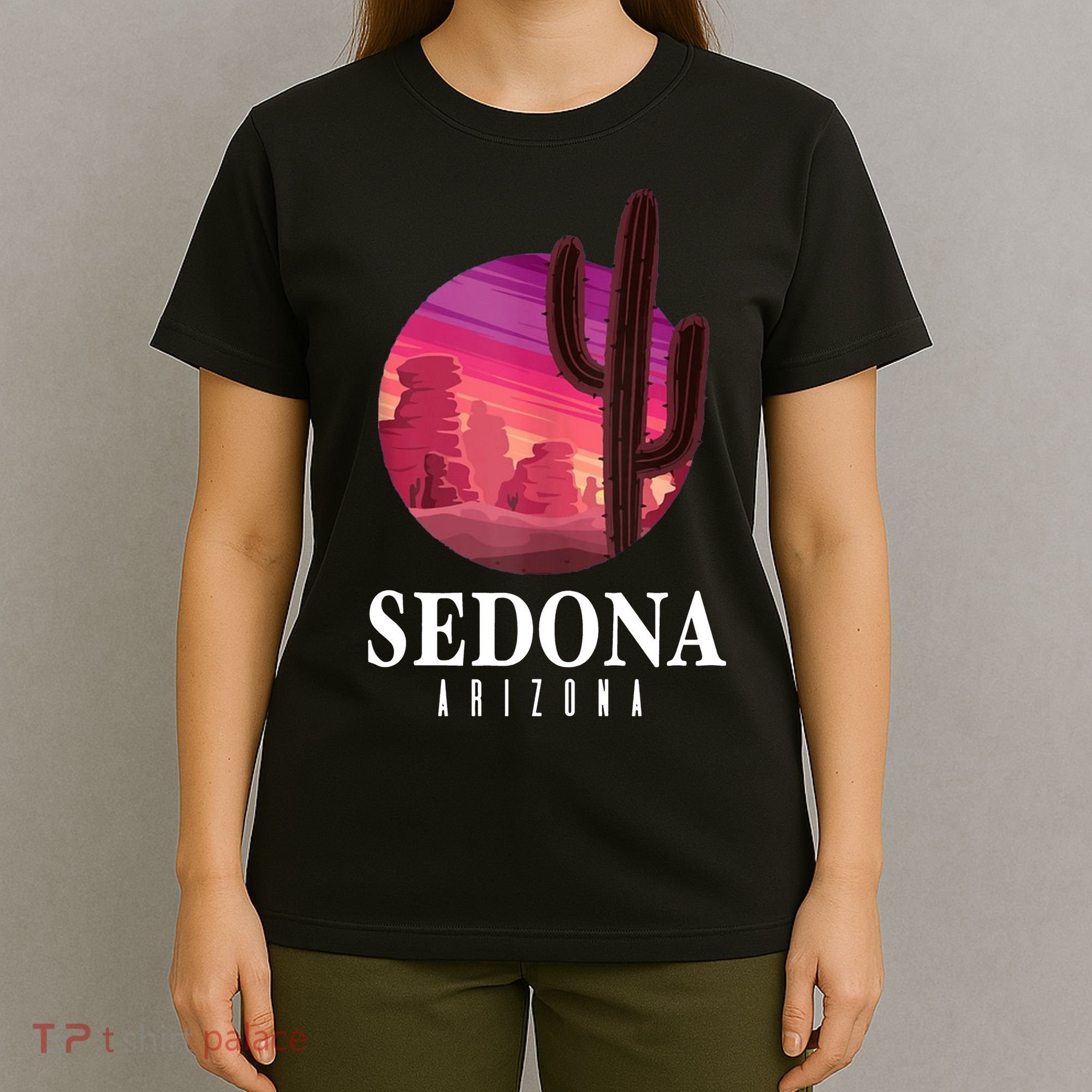 Sedona Arizona Cactus Sunset Desert Sedona Az Travels T-Shirt