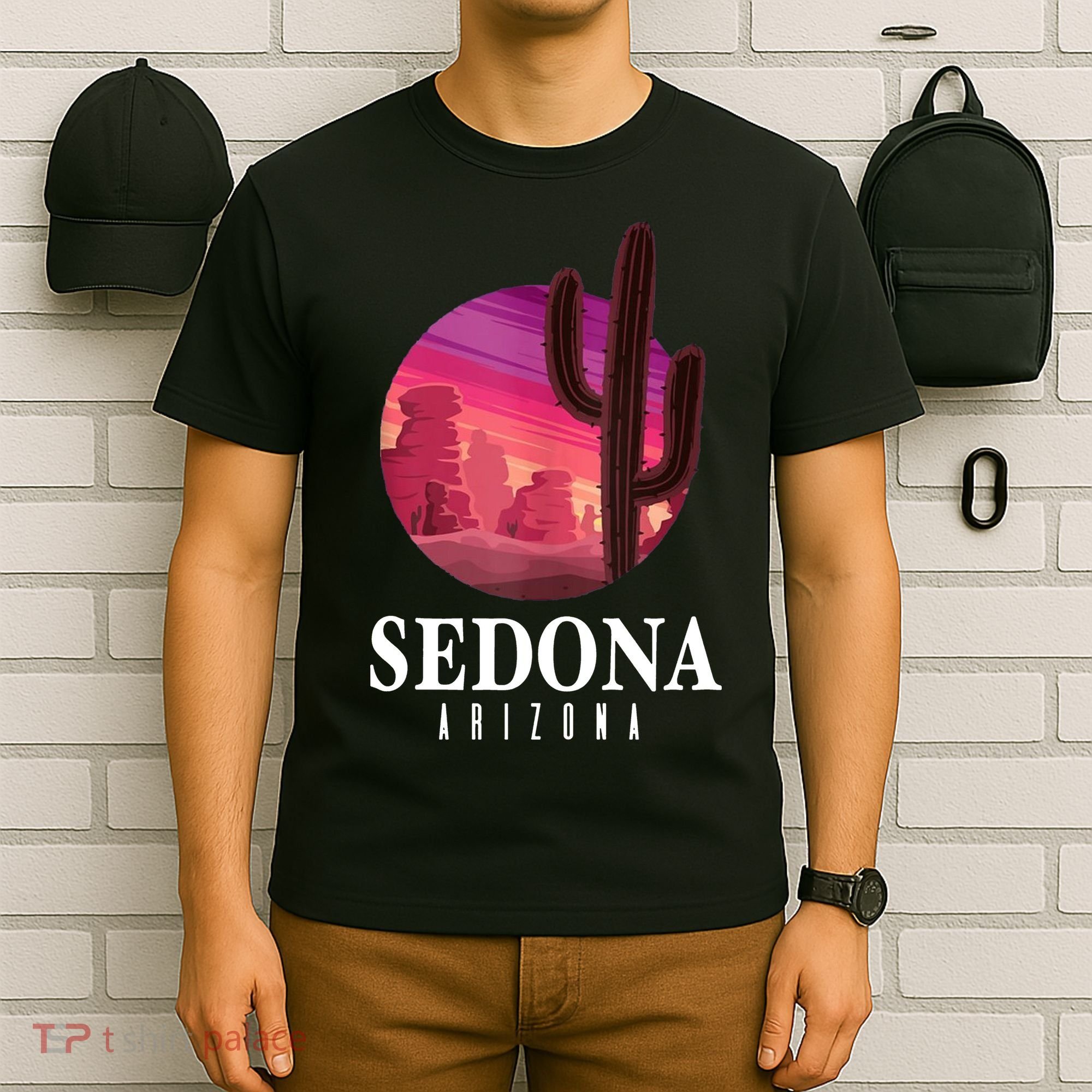 Sedona Arizona Cactus Sunset Desert Sedona Az Travels T-Shirt
