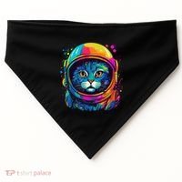 Space Astronaut Cat Gifts Space Cat USA-Made Doggie Bandana thumb 0