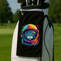 Space Astronaut Cat Gifts Space Cat Golf Towel thumb 2