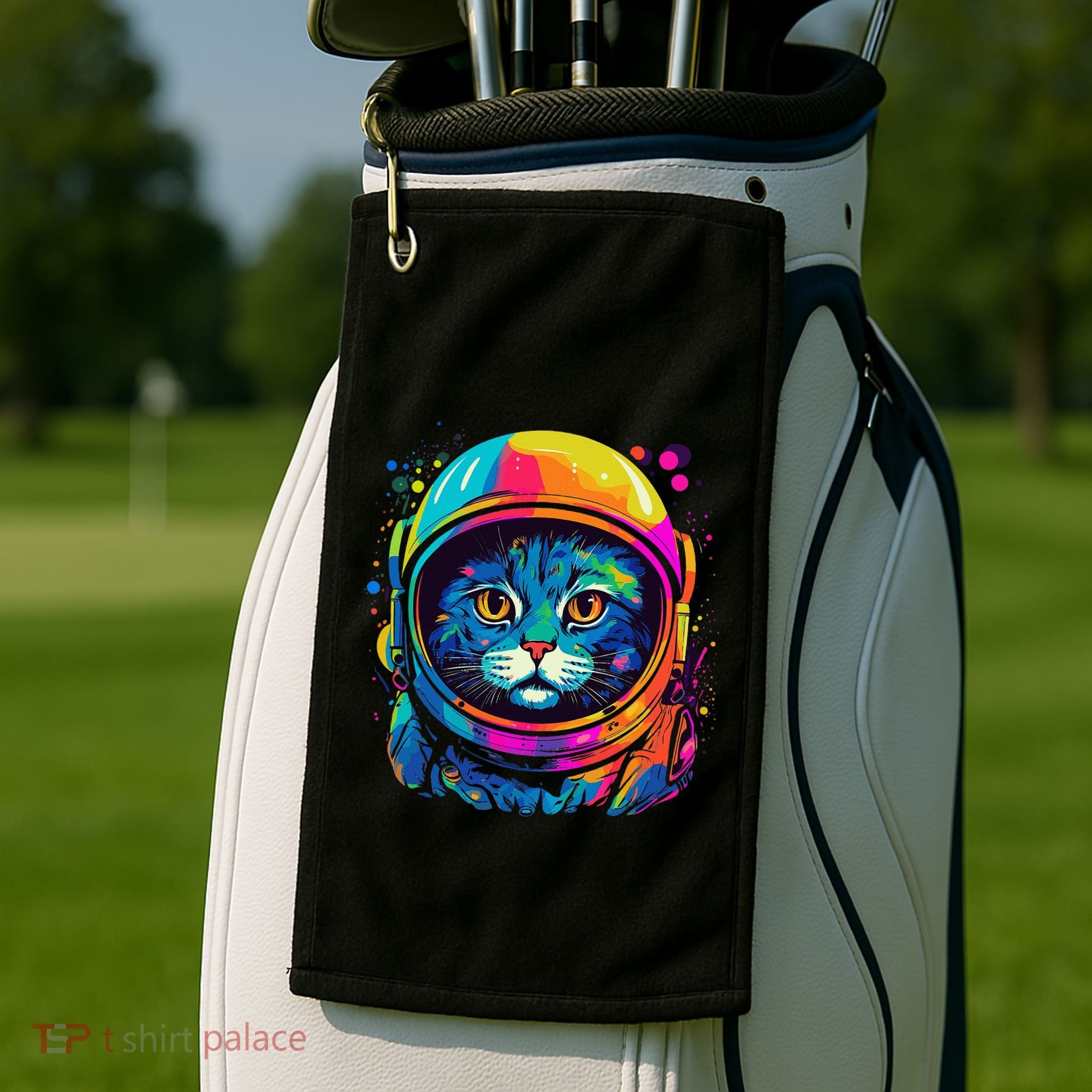 Space Astronaut Cat Gifts Space Cat Golf Towel