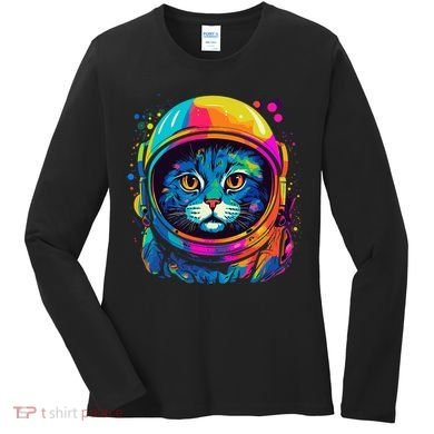Space Astronaut Cat Gifts Space Cat Women's Long Sleeve Shirt