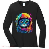 Space Astronaut Cat Gifts Space Cat Women's Long Sleeve Shirt thumb 0