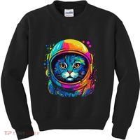 Space Astronaut Cat Gifts Space Cat Kids Sweatshirt thumb 0