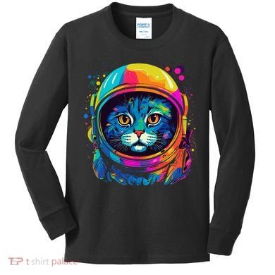Space Astronaut Cat Gifts Space Cat Kids Long Sleeve Shirt