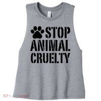 Stop Animal Cruelty Awareness Paw Print Women's Racerback Cropped Tank thumb 0