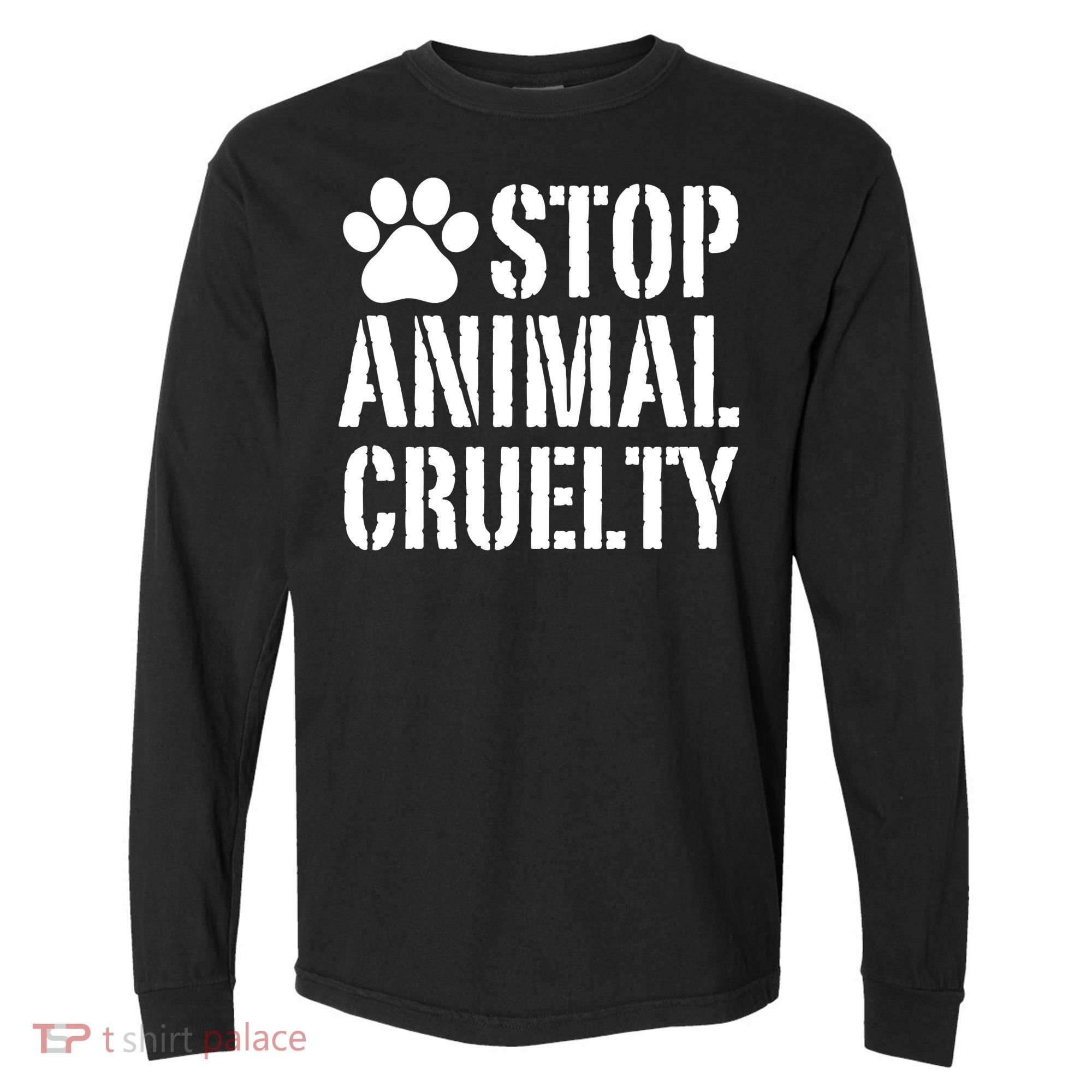 Stop Animal Cruelty Awareness Paw Print Comfort Colors Heavyweight Long Sleeve T-Shirt
