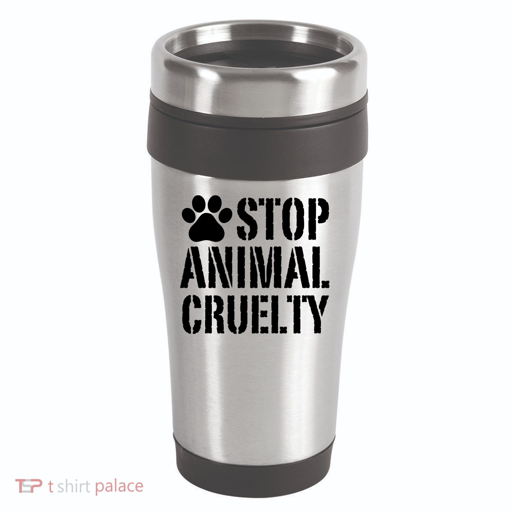 Stop Animal Cruelty Awareness Paw Print 16oz Travel Tumbler