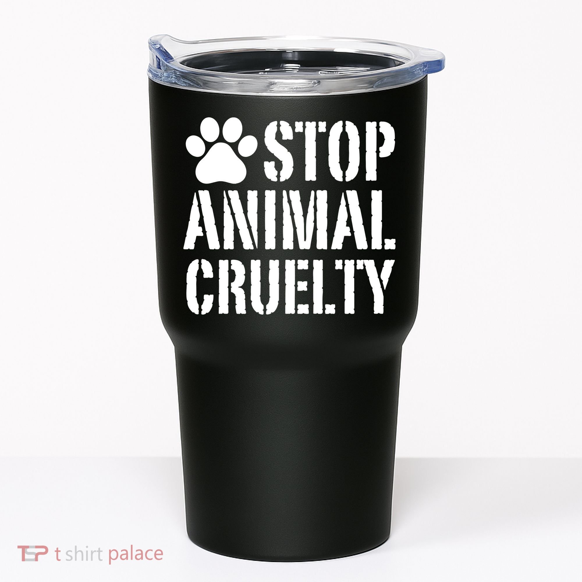 Stop Animal Cruelty Awareness Paw Print Tumbler