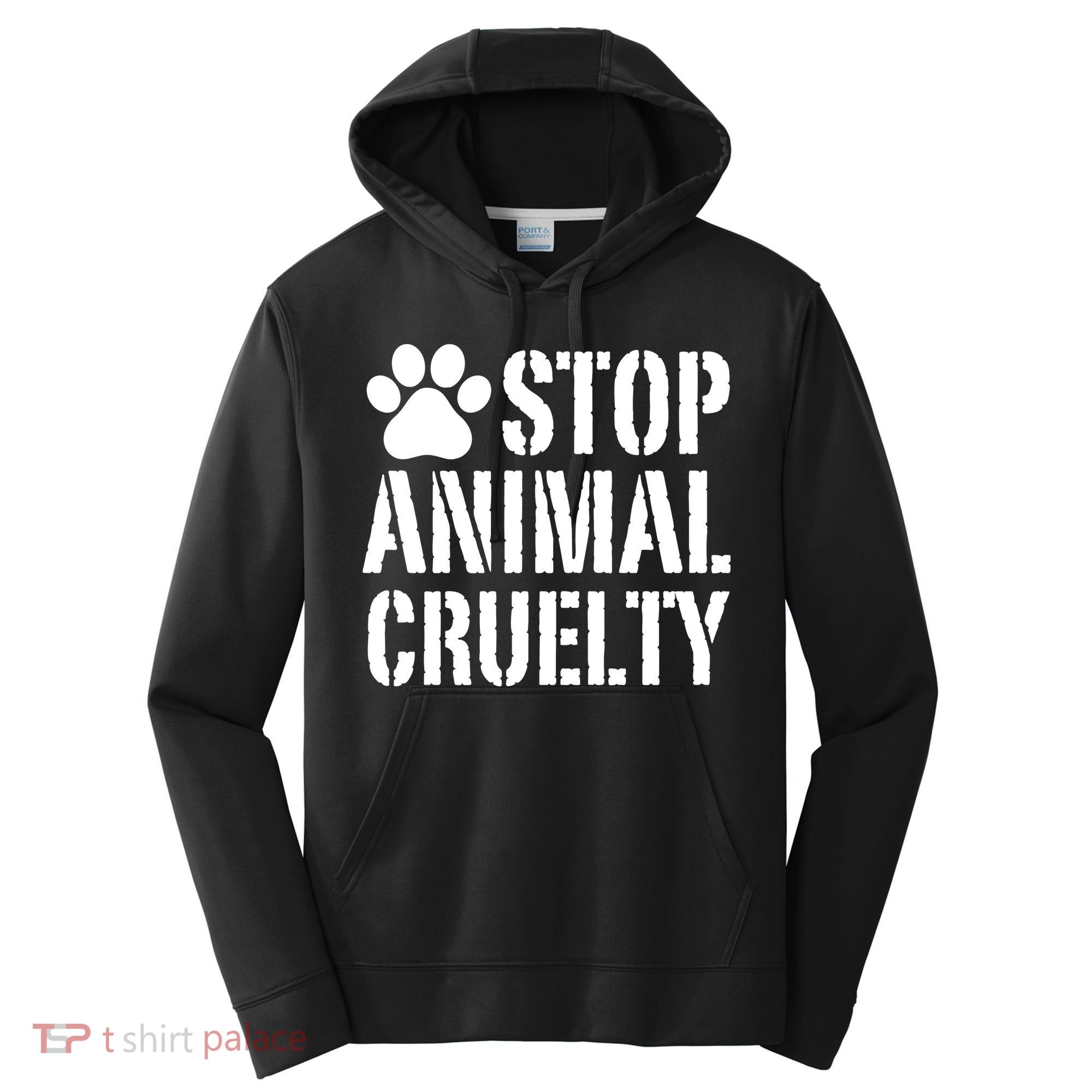 Stop Animal Cruelty Awareness Paw Print Performance Fleece Hoodie
