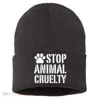 Stop Animal Cruelty Awareness Paw Print Sustainable Knit Beanie thumb 0