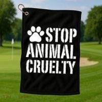 Stop Animal Cruelty Awareness Paw Print Golf Towel thumb 1