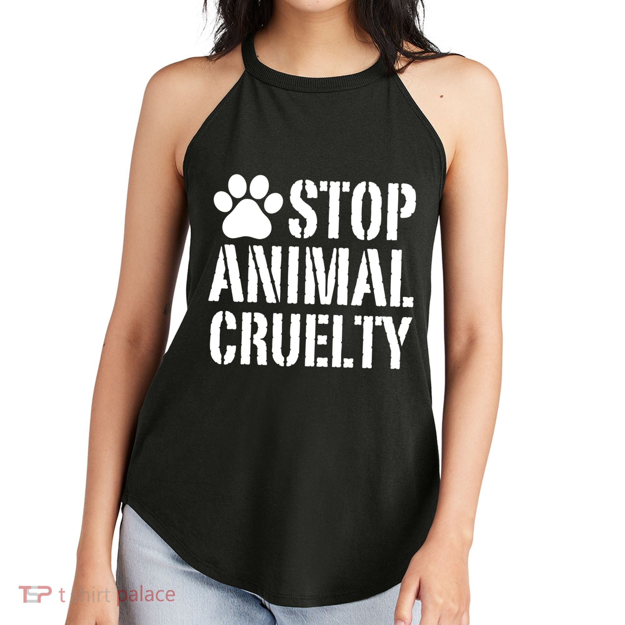 Stop Animal Cruelty Awareness Paw Print Women's Perfect Tri Rocker Tank