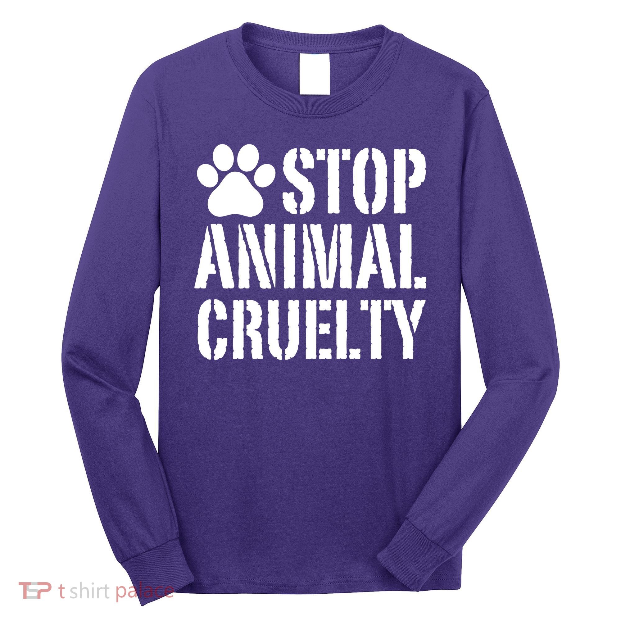 Stop Animal Cruelty Awareness Paw Print Long Sleeve Shirt