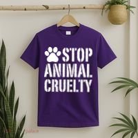 Stop Animal Cruelty Awareness Paw Print T-Shirt thumb 2