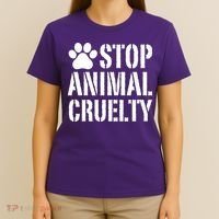 Stop Animal Cruelty Awareness Paw Print T-Shirt thumb 4