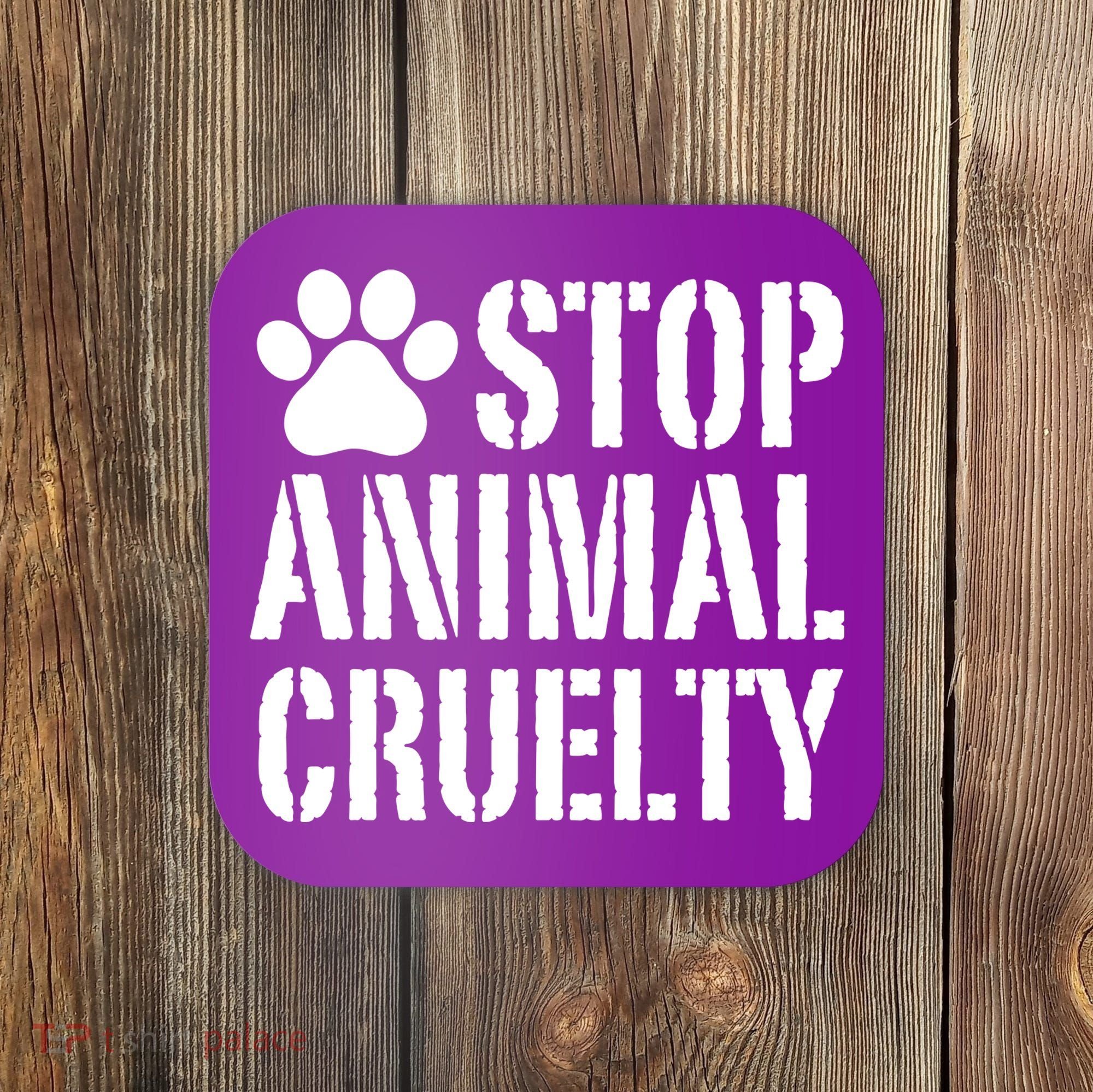 Stop Animal Cruelty Awareness Paw Print Coaster