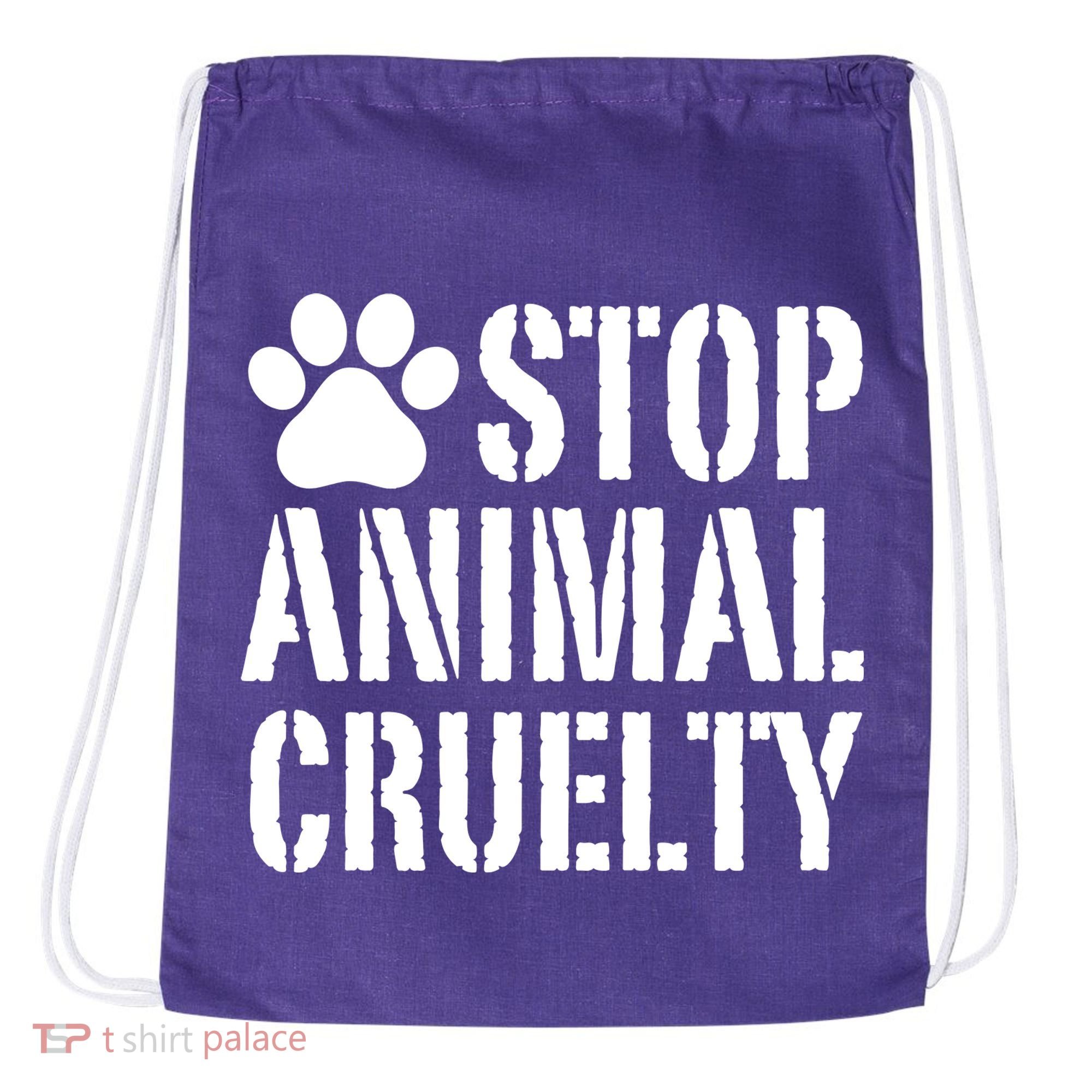 Stop Animal Cruelty Awareness Paw Print Drawstring Bag