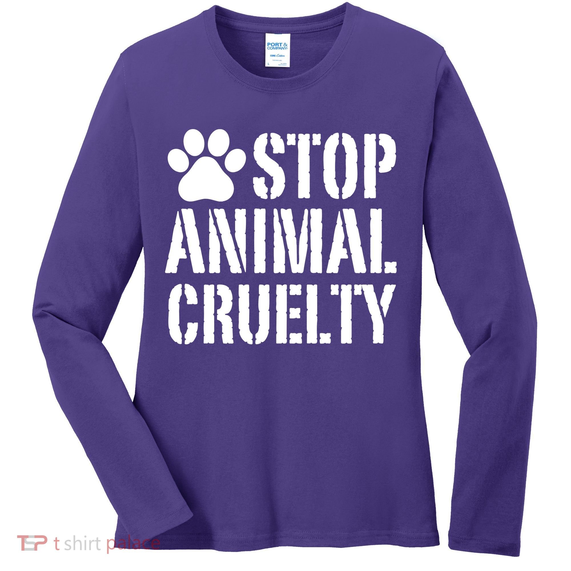 Stop Animal Cruelty Awareness Paw Print Women's Long Sleeve Shirt