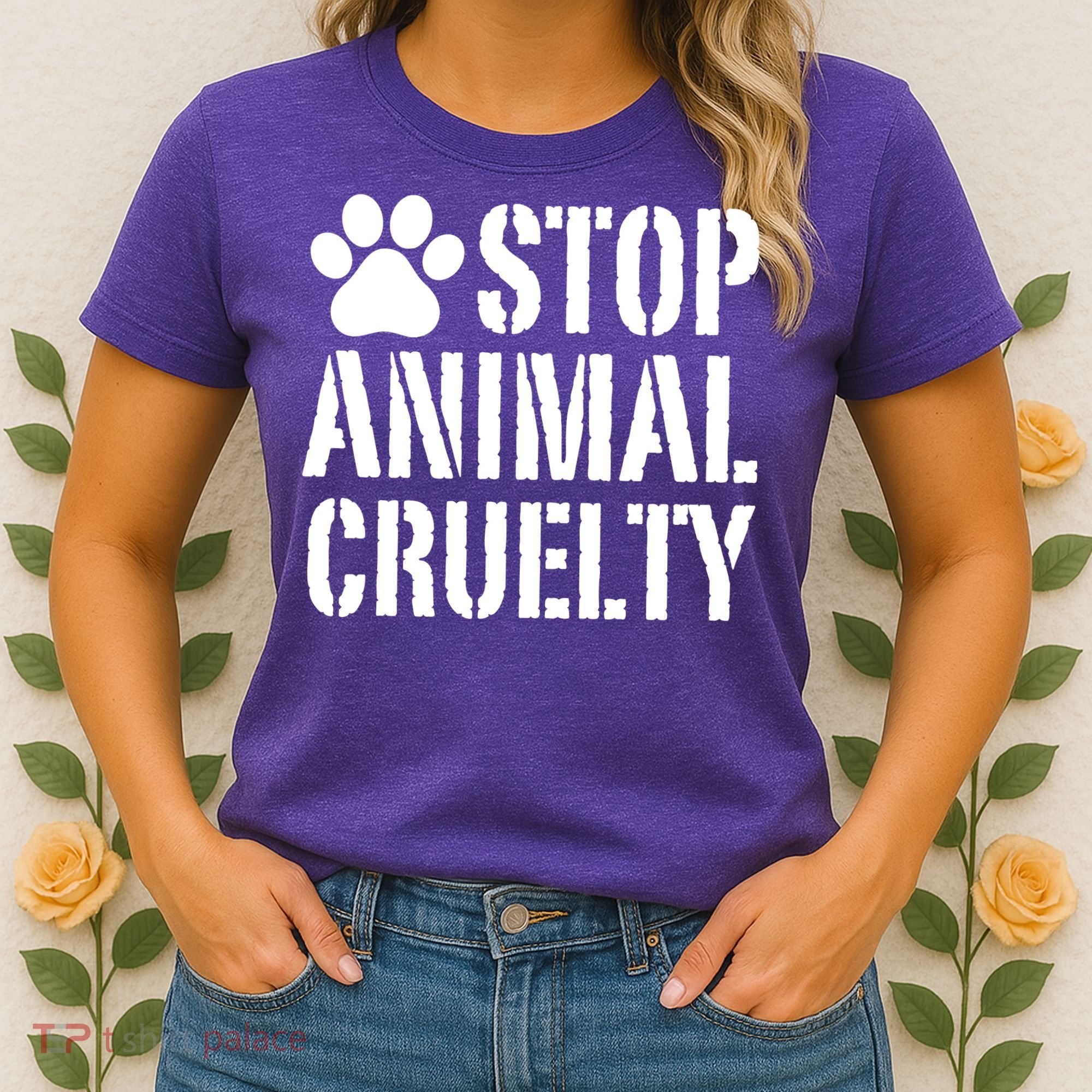 Stop Animal Cruelty Awareness Paw Print Women's T-Shirt