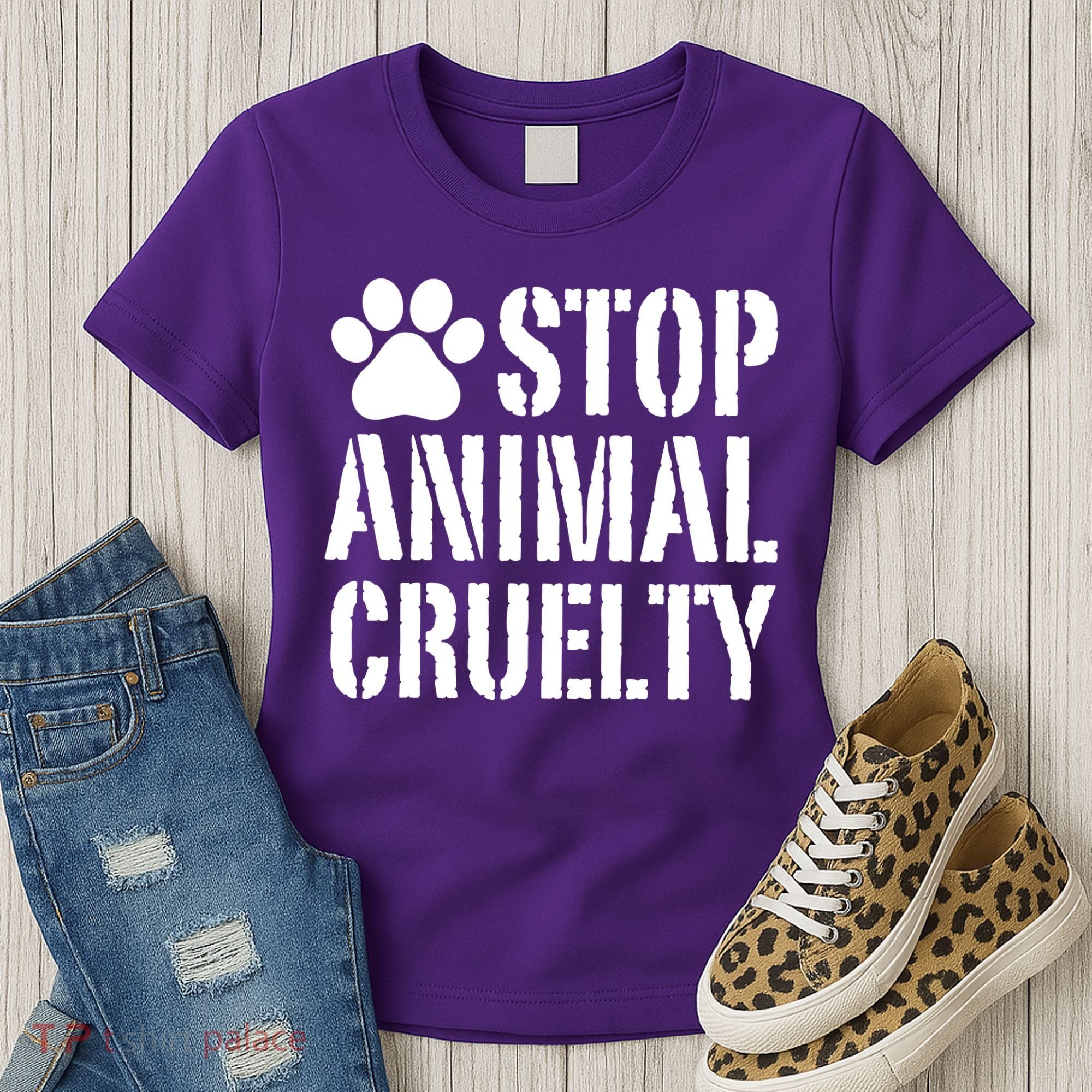 Stop Animal Cruelty Awareness Paw Print Women's T-Shirt