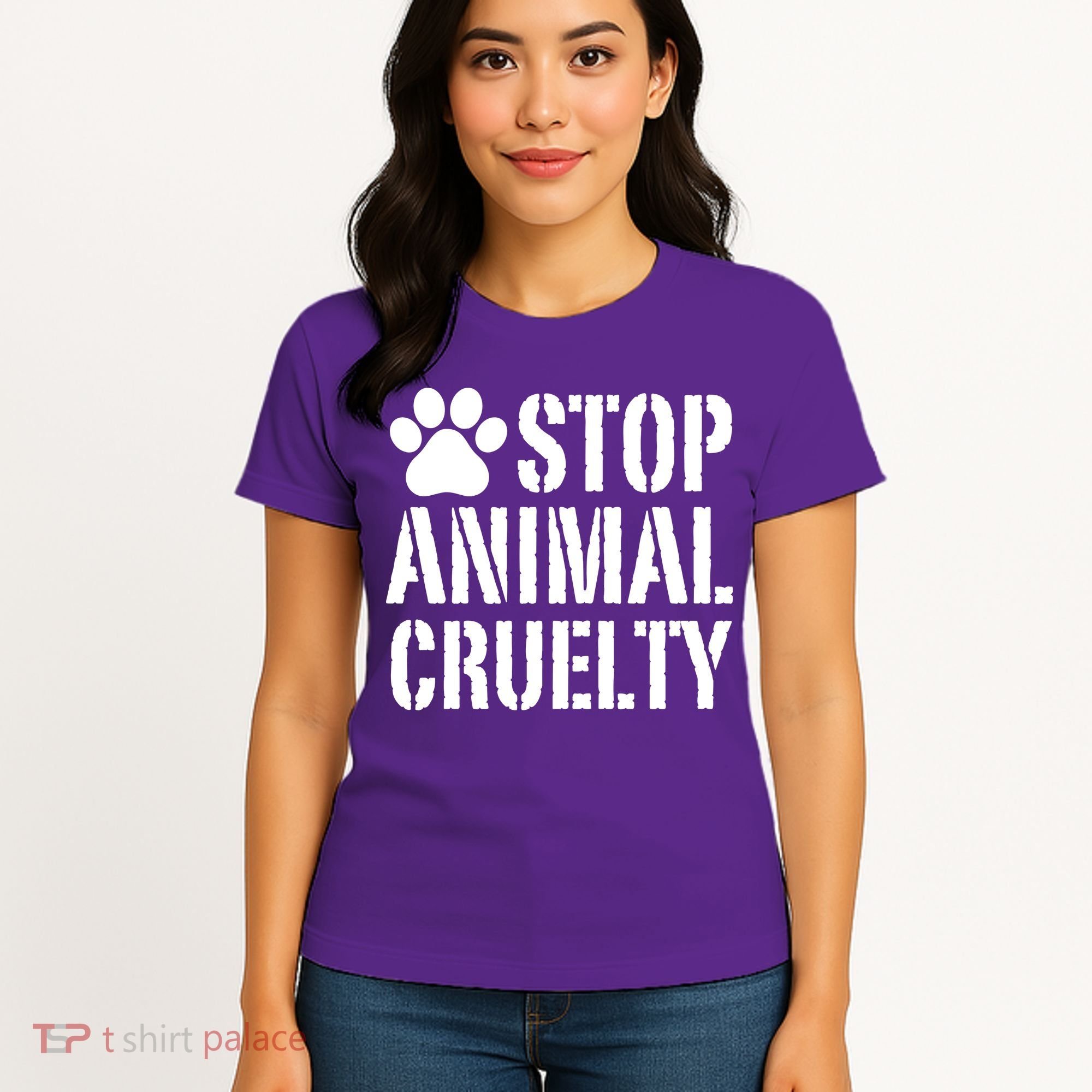 Stop Animal Cruelty Awareness Paw Print Women's T-Shirt