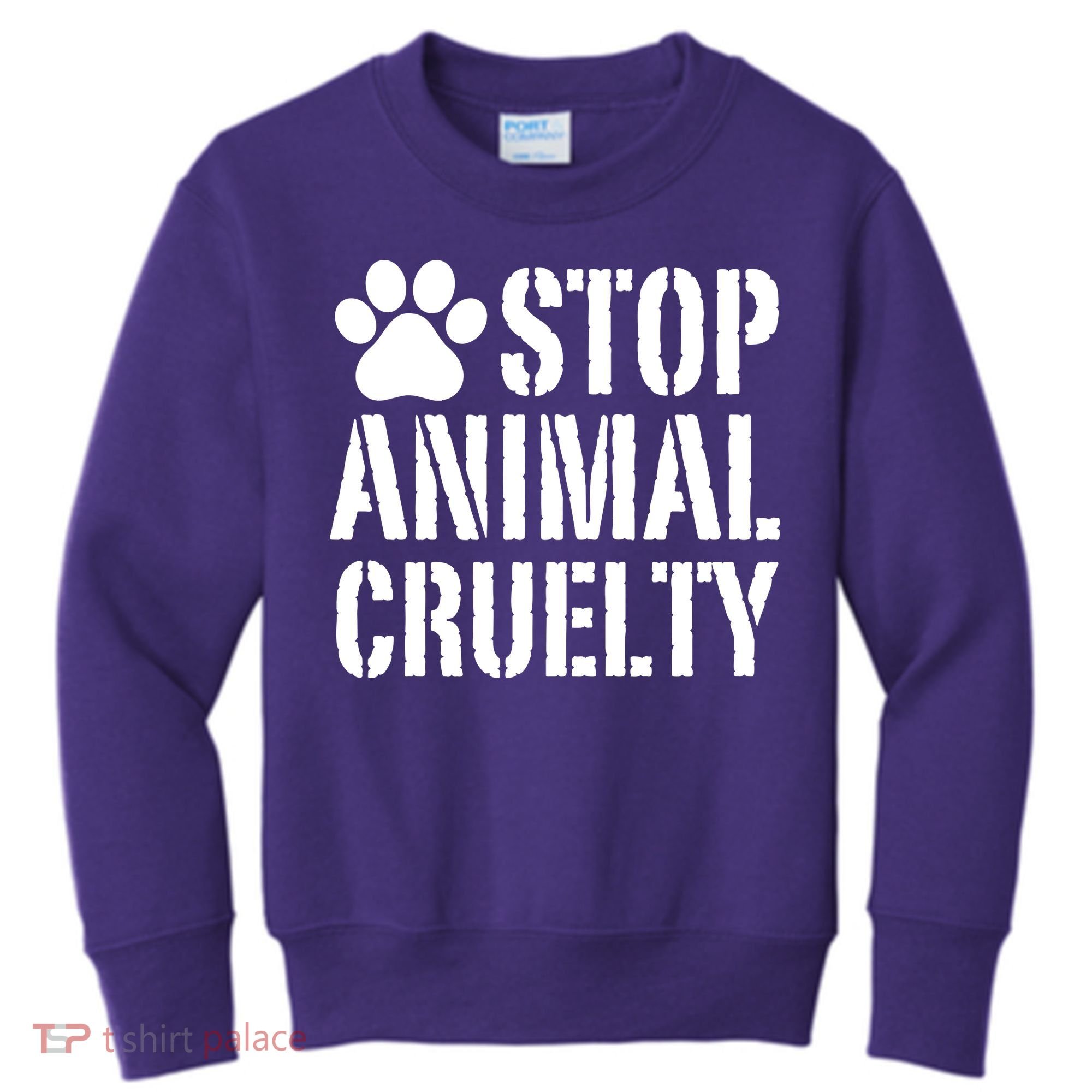 Stop Animal Cruelty Awareness Paw Print Kids Sweatshirt