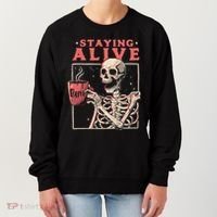 Staying Alive Coffee Lovers Funny Skeleton Funny Skull Skeleton Lovers Women's Sweatshirt thumb 0