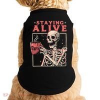 Staying Alive Coffee Lovers Funny Skeleton Funny Skull Skeleton Lovers Doggie Tank thumb 0