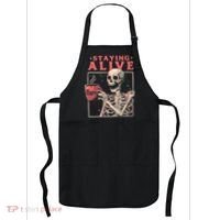 Staying Alive Coffee Lovers Funny Skeleton Funny Skull Skeleton Lovers Apron thumb 0