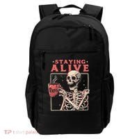 Staying Alive Coffee Lovers Funny Skeleton Funny Skull Skeleton Lovers Backpack thumb 0