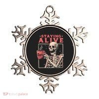 Staying Alive Coffee Lovers Funny Skeleton Funny Skull Skeleton Lovers Ornament thumb 0