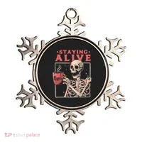 Staying Alive Coffee Lovers Funny Skeleton Funny Skull Skeleton Lovers Ornament thumb 0