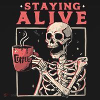 Staying Alive Coffee Lovers Funny Skeleton Funny Skull Skeleton Lovers Women's Tank Top thumb 5