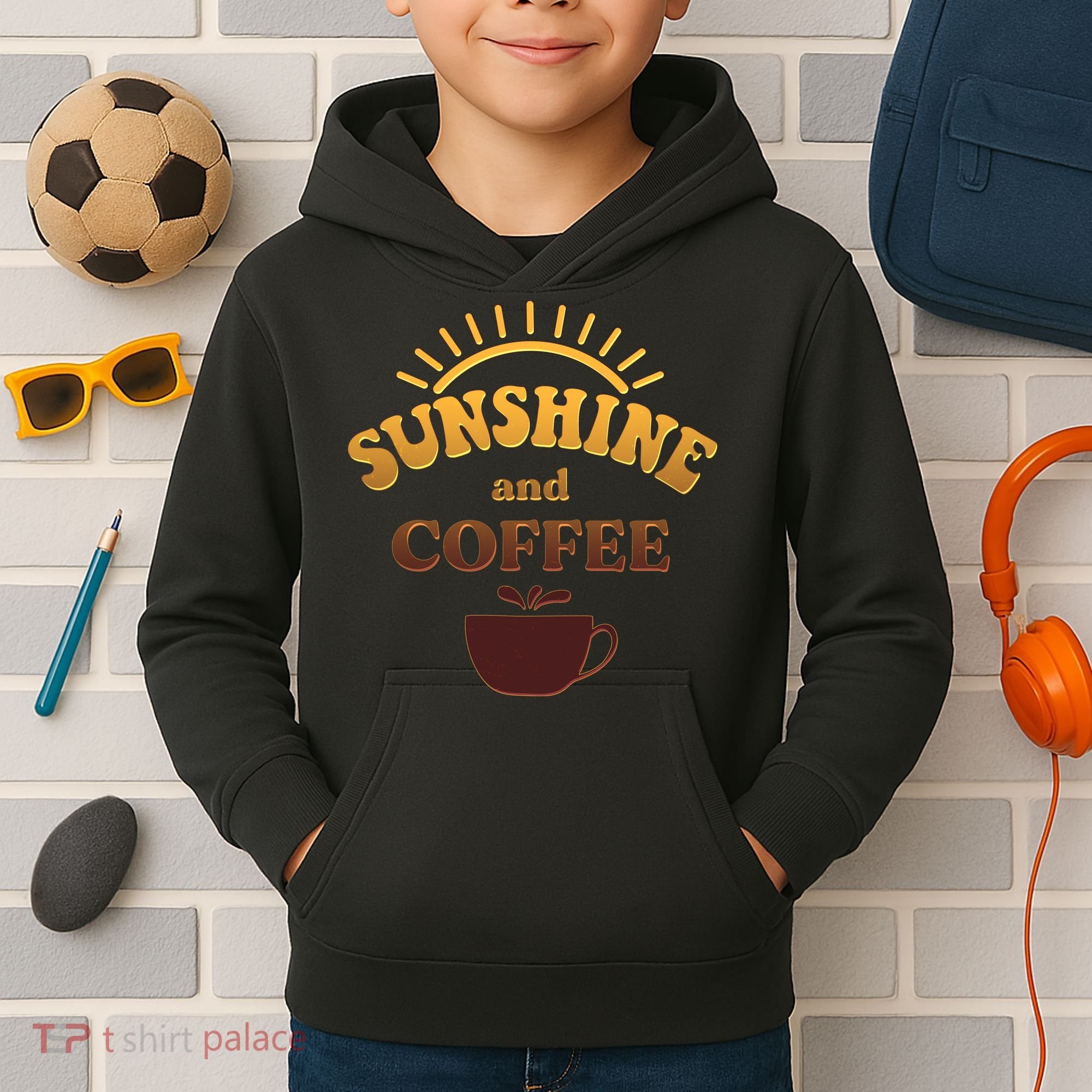 Sunshine And Coffee Kids Hoodie