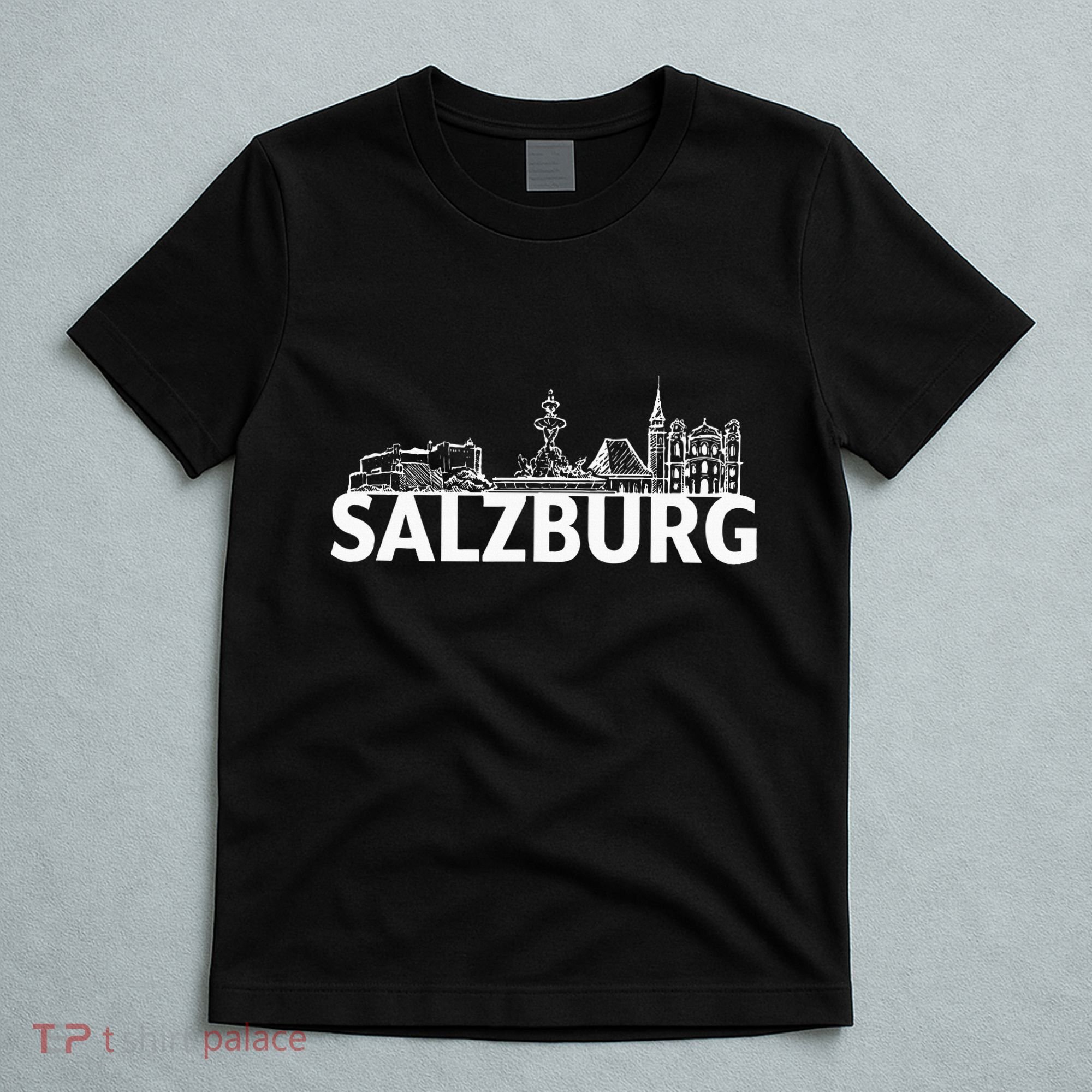 Salzburg Austria City Skyline Silhouette Outline Sketch T-Shirt