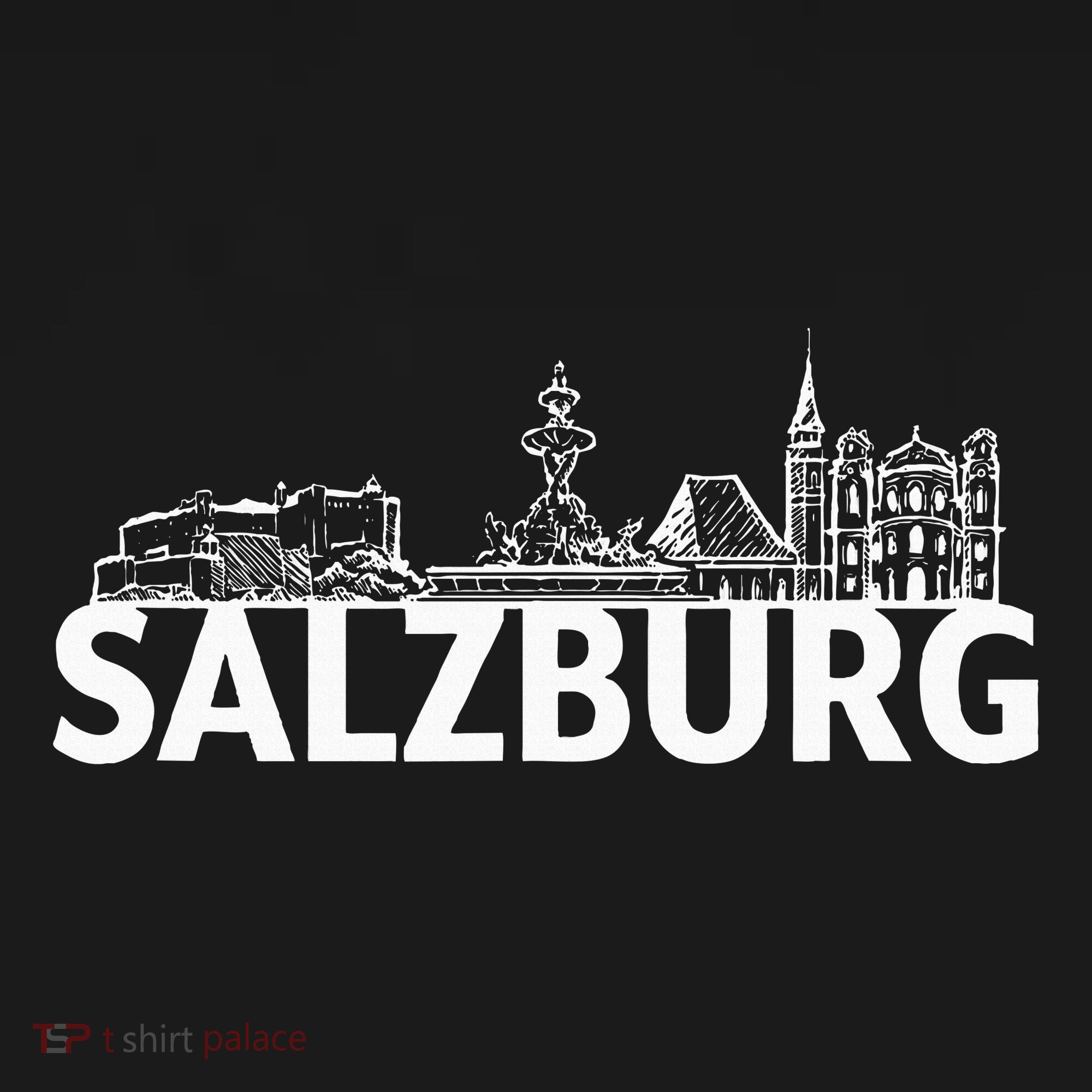 Salzburg Austria City Skyline Silhouette Outline Sketch Polo
