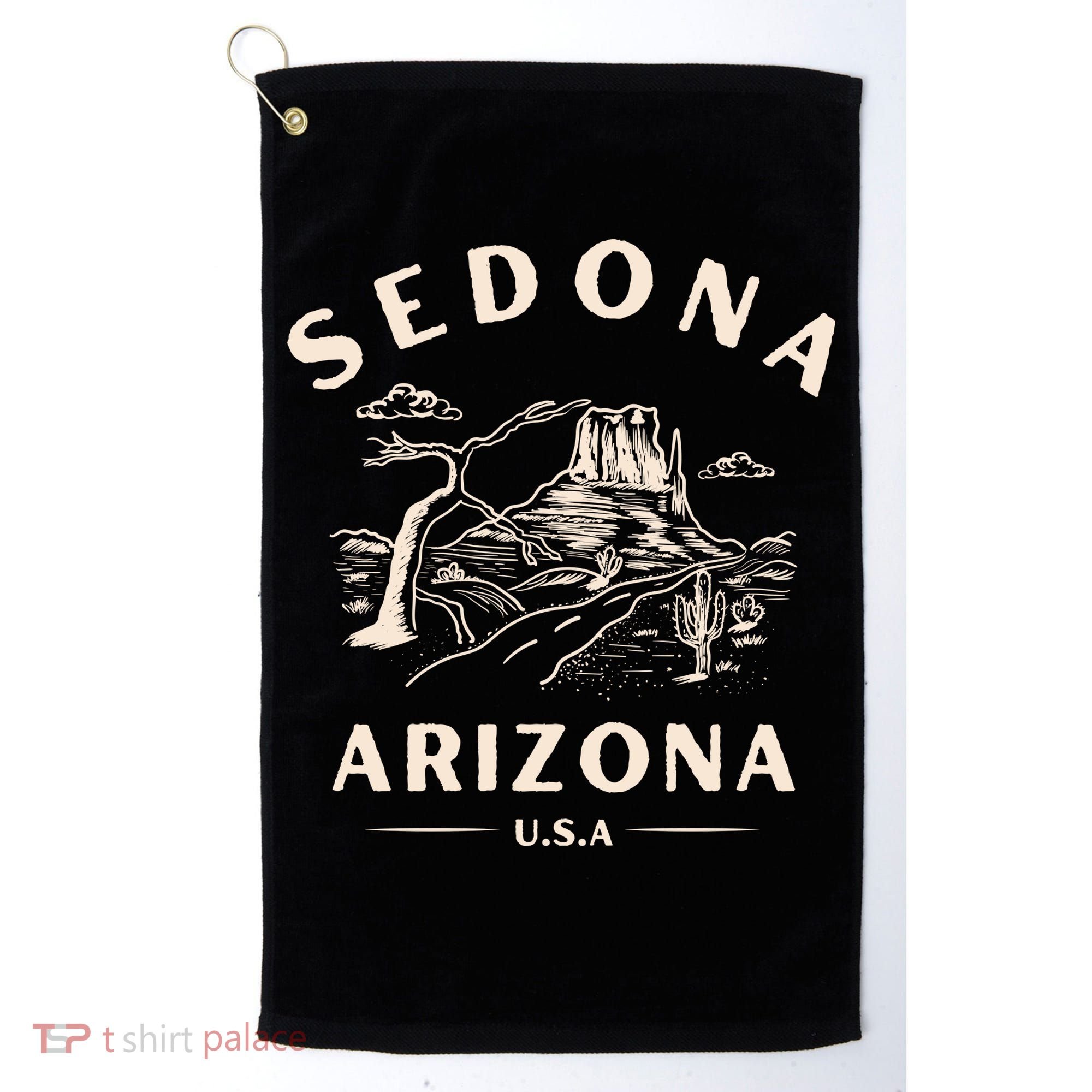 Sedona Arizona Cactus Sunset Desert Golf Towel