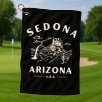 Sedona Arizona Cactus Sunset Desert Golf Towel thumb 1