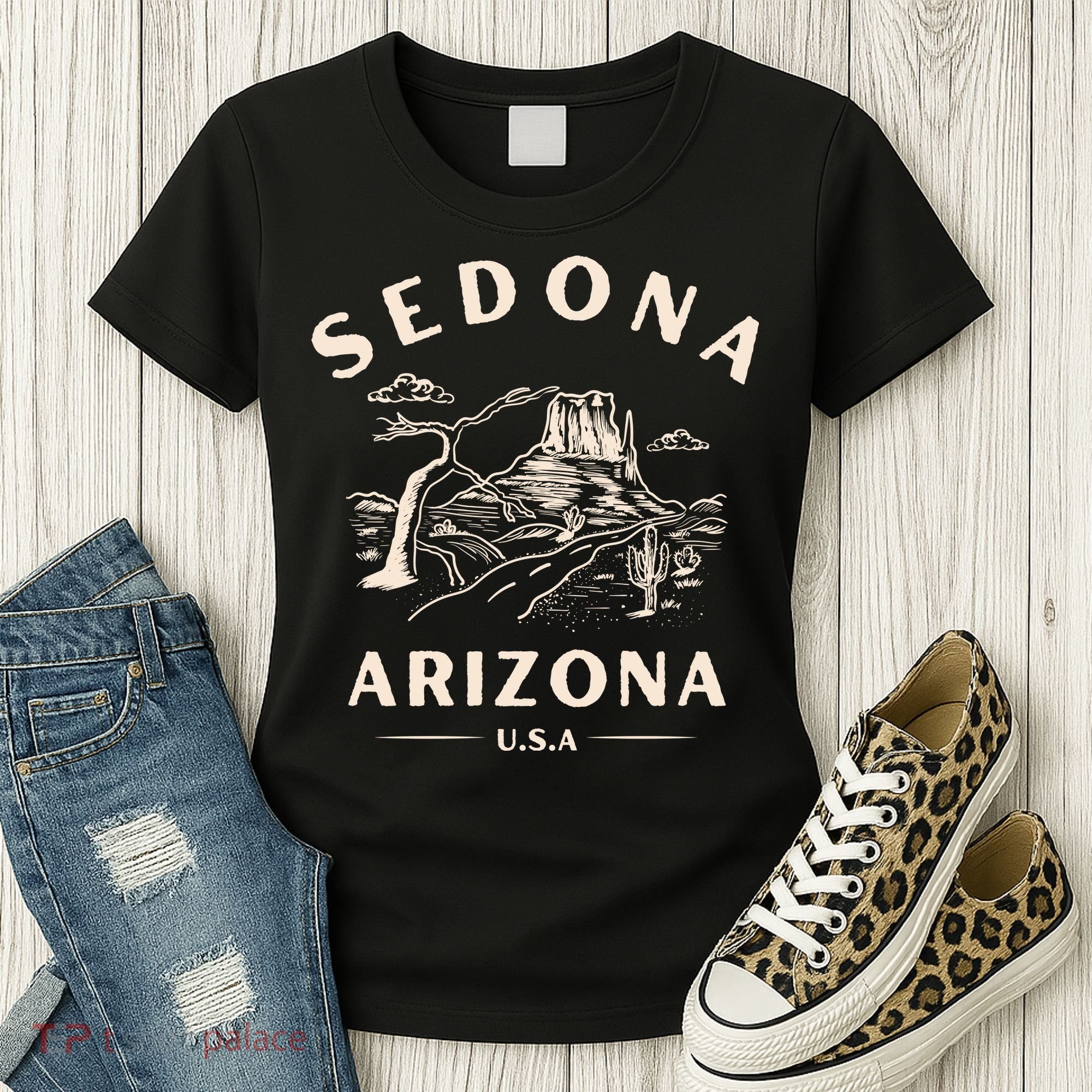 Sedona Arizona Cactus Sunset Desert Women's T-Shirt