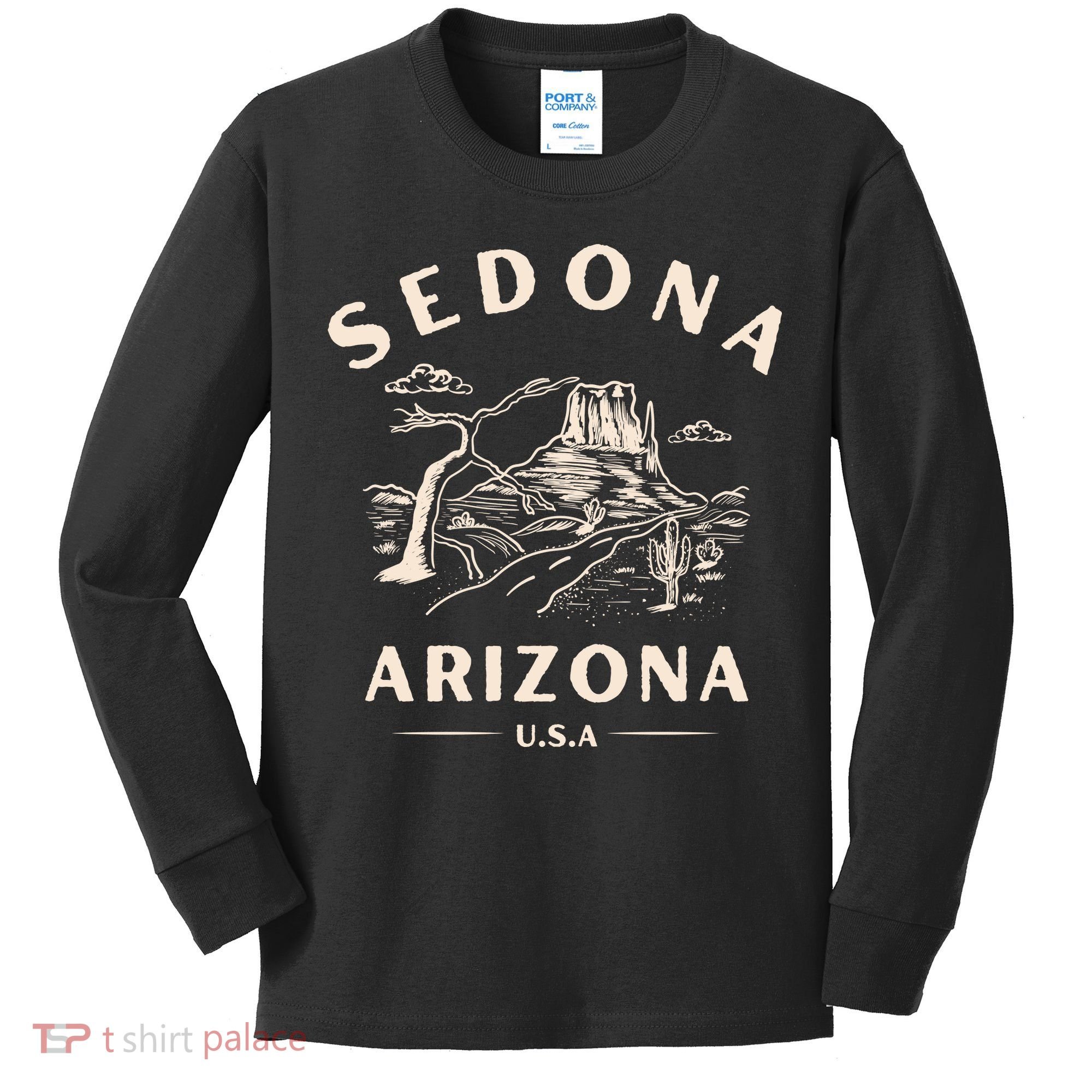 Sedona Arizona Cactus Sunset Desert Kids Long Sleeve Shirt