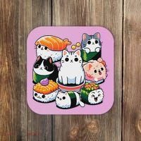 Sushi Anime Cat Sushi Lover Gift Coaster thumb 0