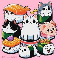 Sushi Anime Cat Sushi Lover Gift Coaster thumb 2